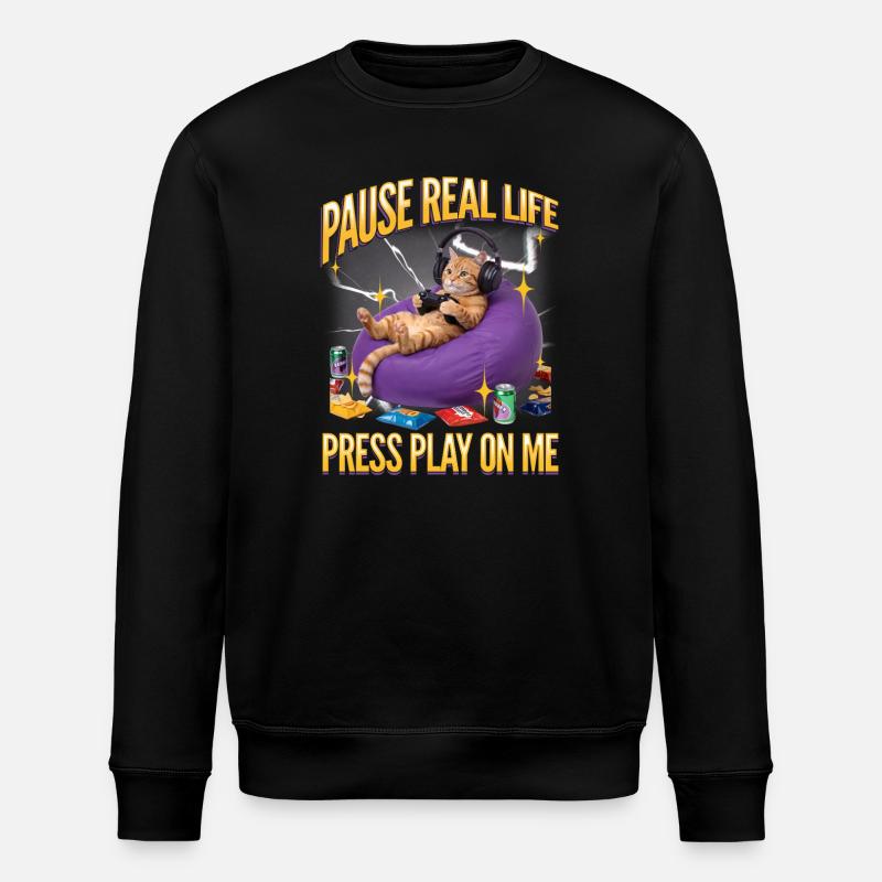 Chat gamer drôle - Sweat bio ROLLER Stanley/Stella Unisexe - noir