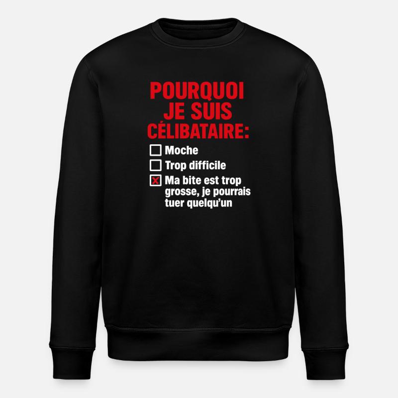 Célibataire Raison Trop Grosse Humour - Sweat bio ROLLER Stanley/Stella Unisexe - noir