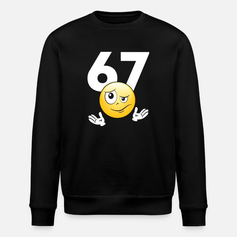 Numer 67 z emotikonem - Stanley/Stella ROLLER Unisex Organic Sweatshirt - black