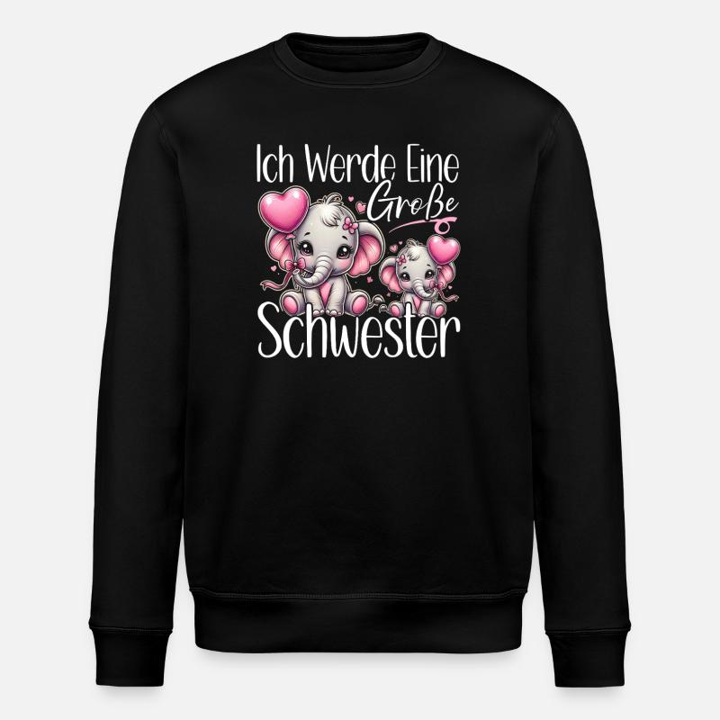 Große Schwester Elefanten Älteres Geschwisterkind - Stanley/Stella Unisex Bio-Sweatshirt ROLLER - Schwarz
