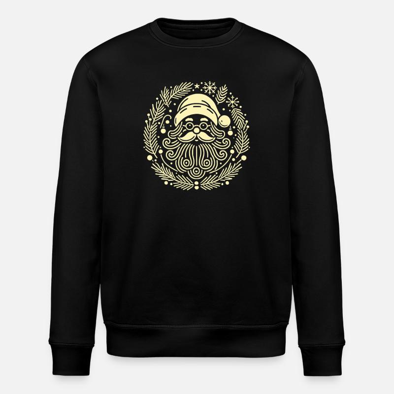 Weihnachts-Weihnachtsillustration des Weihnachtskranzes - Stanley/Stella Unisex Bio-Sweatshirt ROLLER - Schwarz