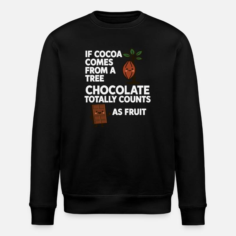 Schokolade ist Obst – Kakao Humor Spruch - Stanley/Stella Unisex Bio-Sweatshirt ROLLER - Schwarz