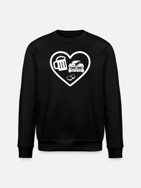 Heart Beer Raclette Humor - Stanley/Stella ROLLER Unisex Organic Sweatshirt - black
