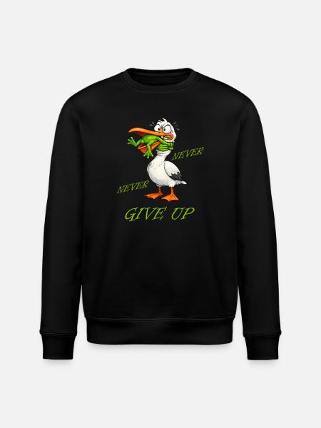 Stork - Never Give Up Frog - Stanley/Stella ROLLER Unisex Organic Sweatshirt - black