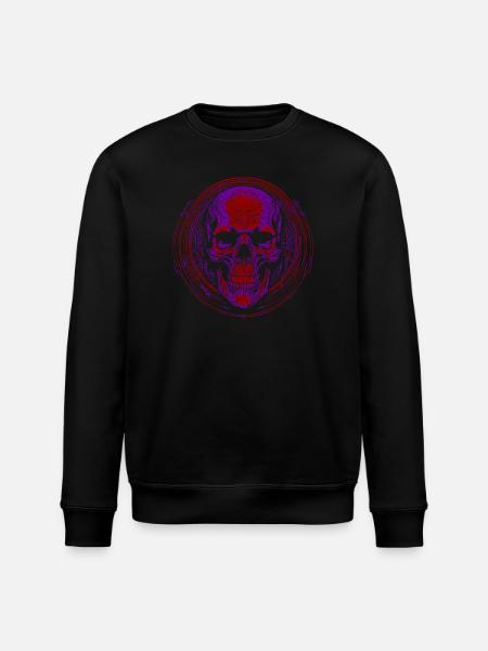 Purple Skull Mandala - Stanley/Stella ROLLER Unisex Organic Sweatshirt - black