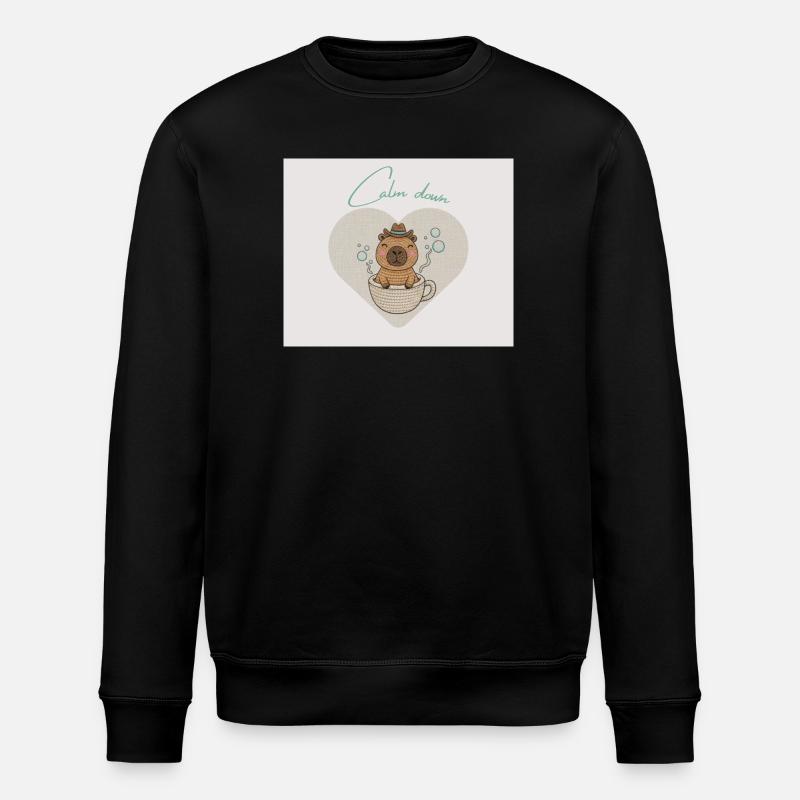 Hamster chills in teacup - Stanley/Stella ROLLER Unisex Organic Sweatshirt - black