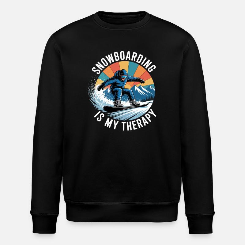 Snowboarding Is My Therapy - Stanley/Stella ROLLER Unisex Organic Sweatshirt - black