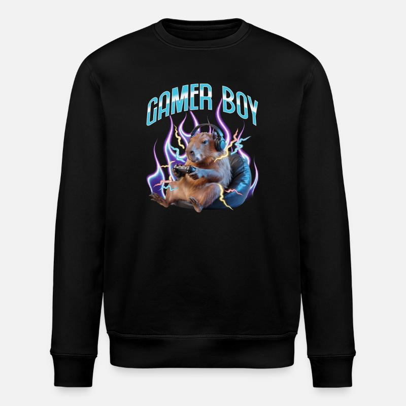 Funny Gaming Gamer Capybara - Stanley/Stella Unisex Bio-Sweatshirt ROLLER - Schwarz