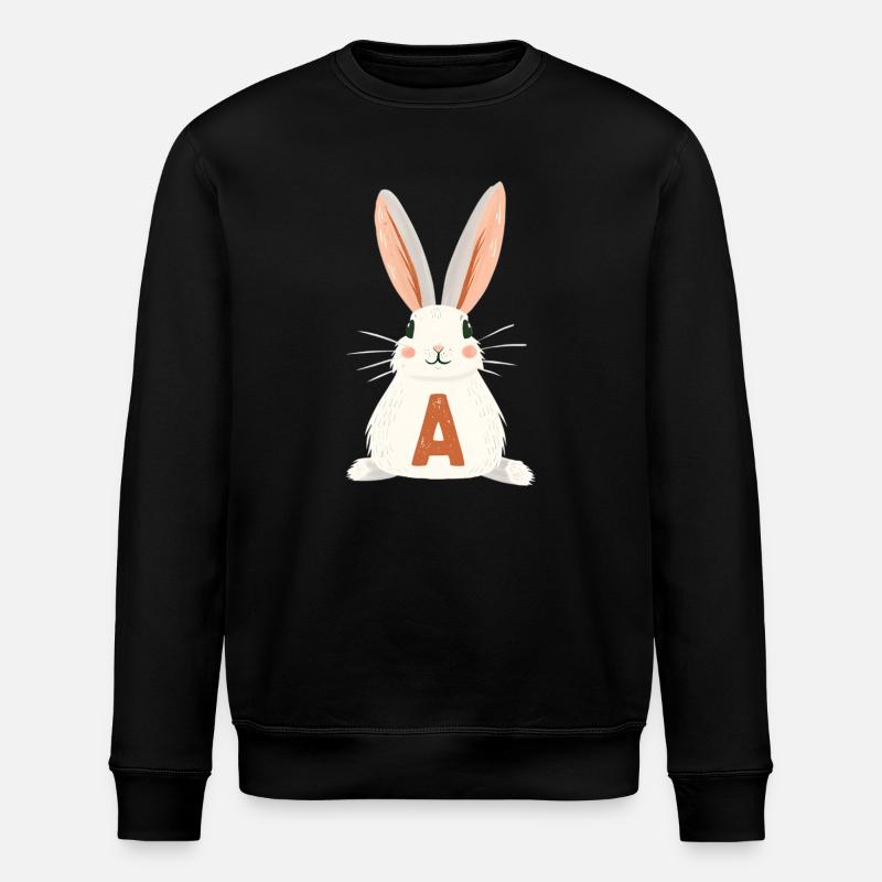 A -Letter - Bunny - Personalizable - Stanley/Stella ROLLER Unisex Organic Sweatshirt - black