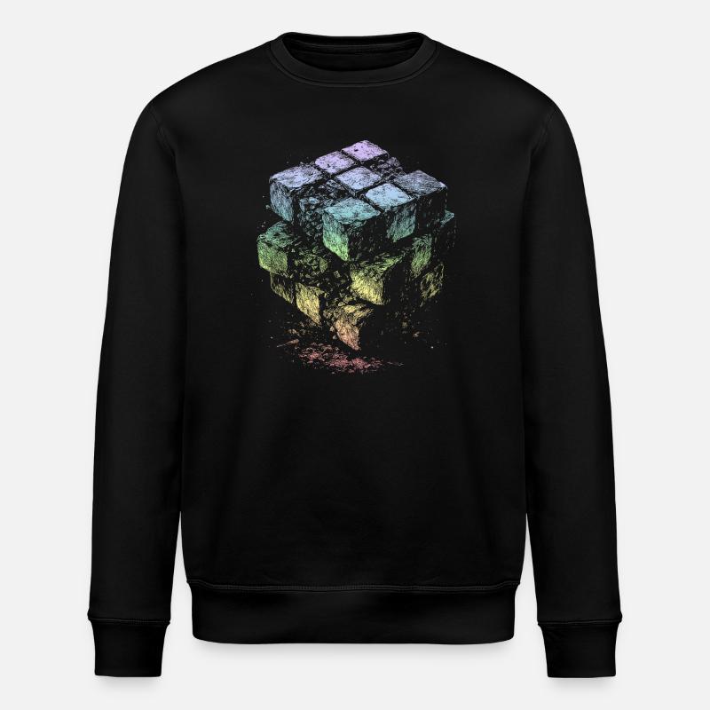 Kubus Regenbogenfarben - Stanley/Stella Unisex Bio-Sweatshirt ROLLER - Schwarz