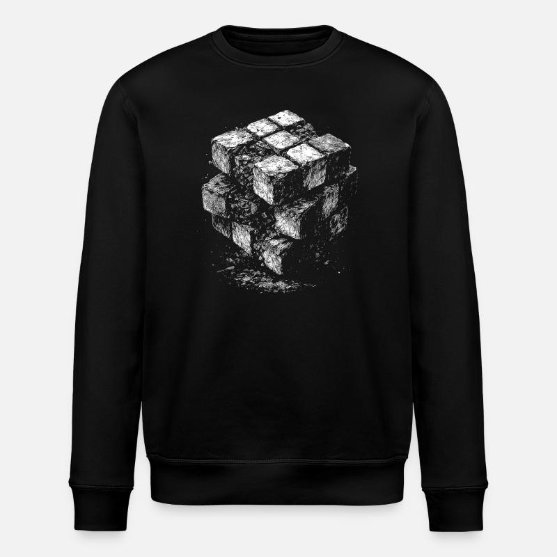Brick Cube Geometry - Stanley/Stella ROLLER Unisex Organic Sweatshirt - black
