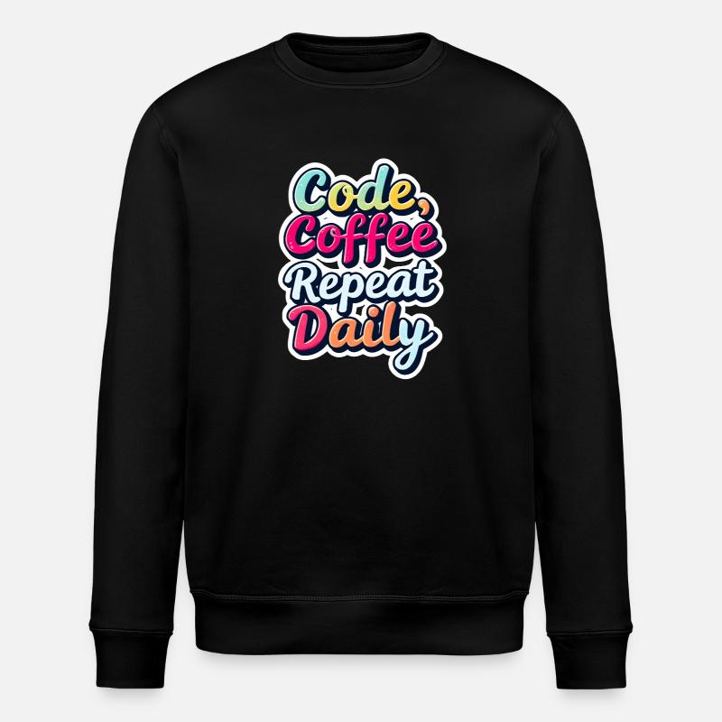 Code Schlaf Debug Wiederholungsprogramm Shirt - Stanley/Stella Unisex Bio-Sweatshirt ROLLER - Schwarz