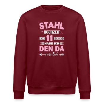Steel Wedding 11th Wedding Anniversary Anniversary Wife - Stanley/Stella ROLLER Unisex Organic Sweatshirt - burgundy - Front - Nik (191cm)
