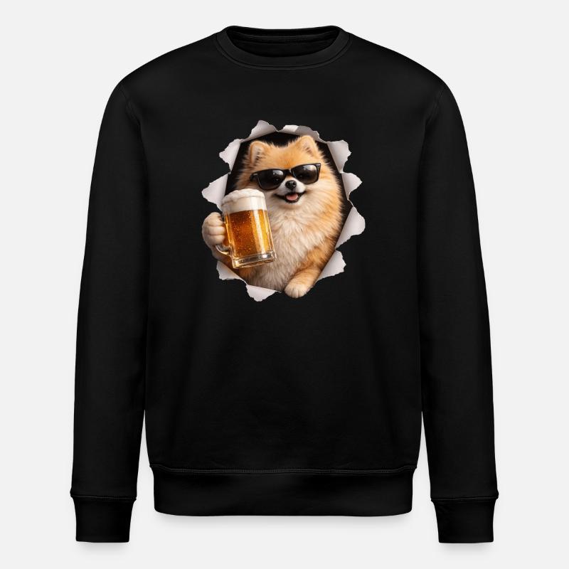 Zwergspitz Bier - Stanley/Stella Unisex Bio-Sweatshirt ROLLER - Schwarz