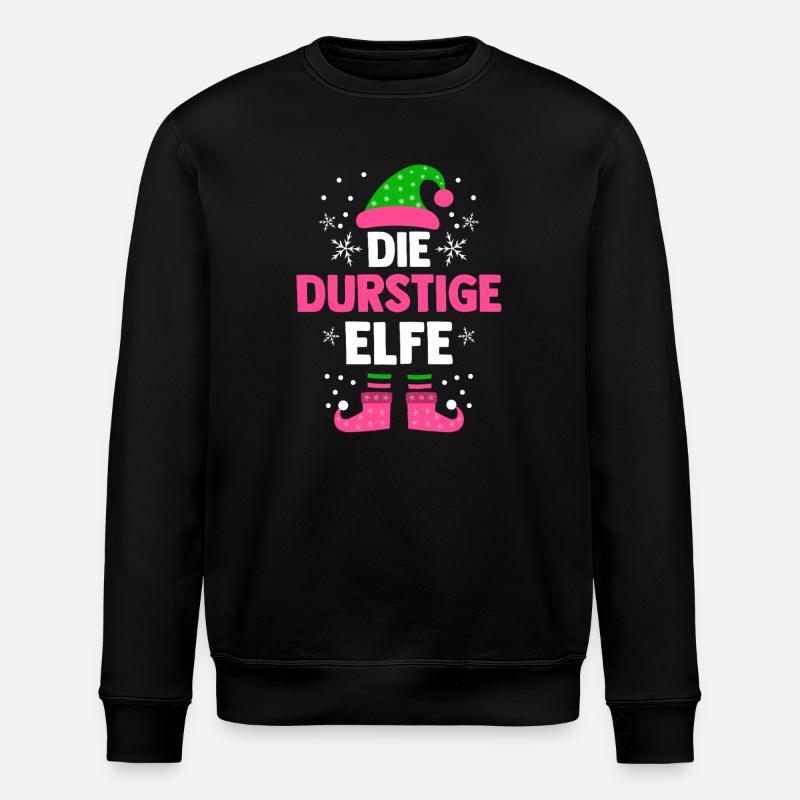 Weihnachten Die Durstige Elfe - Stanley/Stella Unisex Bio-Sweatshirt ROLLER - Schwarz
