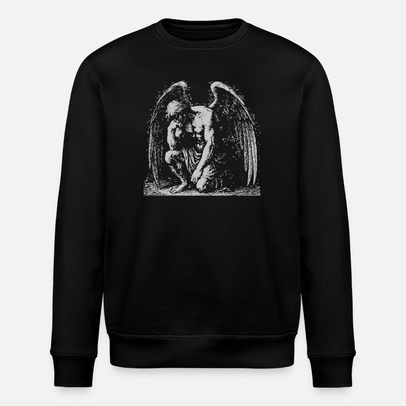 Fallen Winged Angel in Contemplation - Stanley/Stella ROLLER Unisex Organic Sweatshirt - black