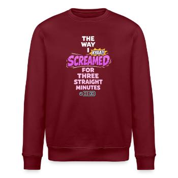 Anime Fangirl Screams Anime Reaction - Stanley/Stella ROLLER Unisex Organic Sweatshirt - burgundy - Front - Nik (191cm)