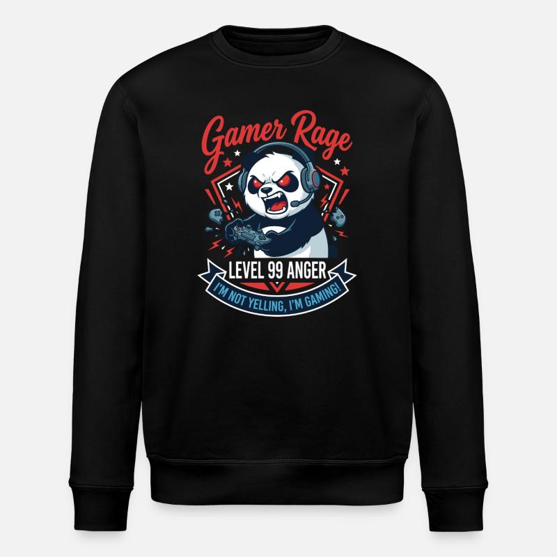 Gamer Panda Level 99 Rage - Stanley/Stella Unisex Bio-Sweatshirt ROLLER - Schwarz