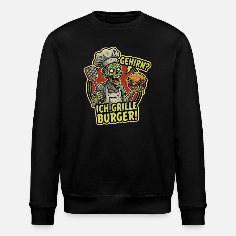 BrainChef Grille Burger - Stanley/Stella ROLLER Unisex Organic Sweatshirt - black