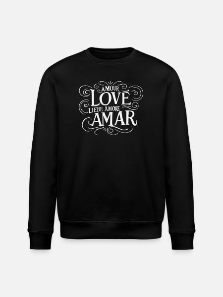Universal Love - Romantic Ornate White - Stanley/Stella ROLLER Unisex Organic Sweatshirt - black