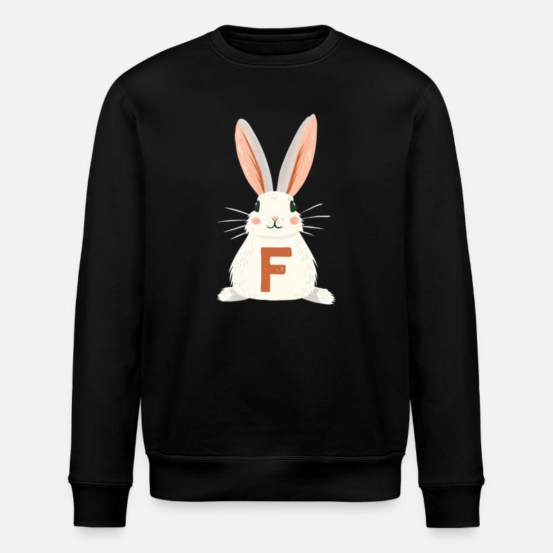 F -Buchstabe - Hase - Personalisierbar - Stanley/Stella Unisex Bio-Sweatshirt ROLLER - Schwarz