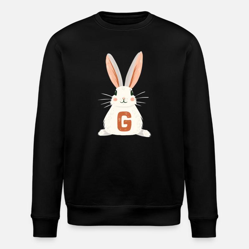 G Letter - Bunny - Personalizable - Stanley/Stella ROLLER Unisex Organic Sweatshirt - black