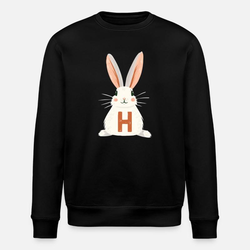 H -Buchstabe - Hase - Personalisierbar - Stanley/Stella Unisex Bio-Sweatshirt ROLLER - Schwarz