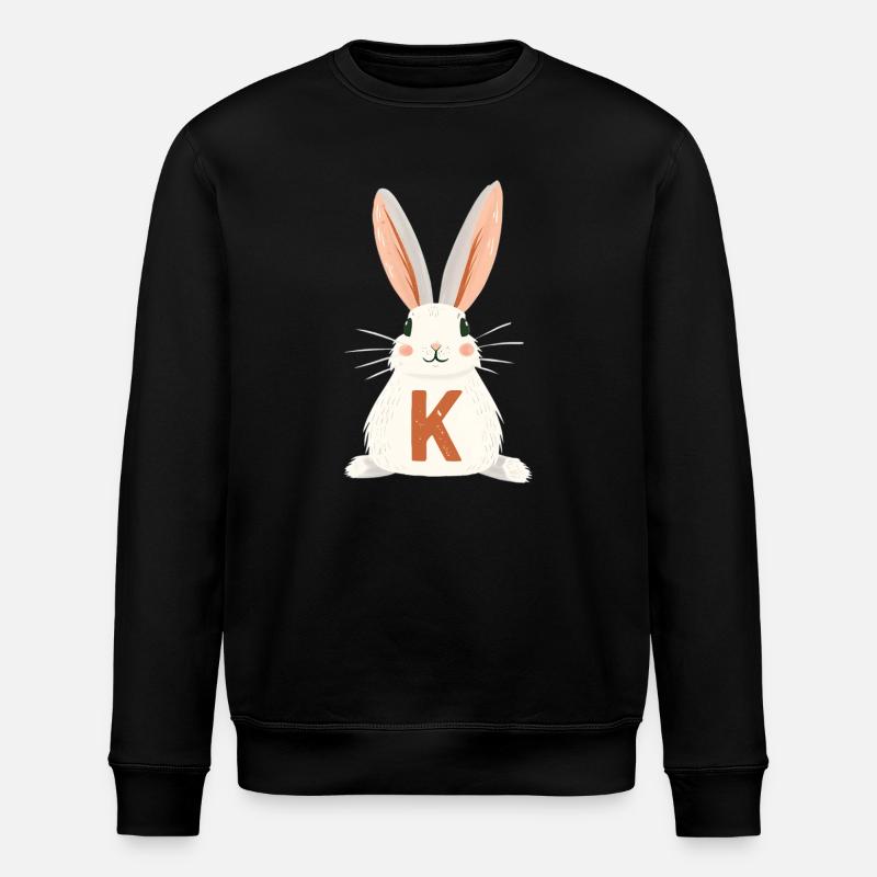 K -Buchstabe - Hase - Personalisierbar - Stanley/Stella Unisex Bio-Sweatshirt ROLLER - Schwarz