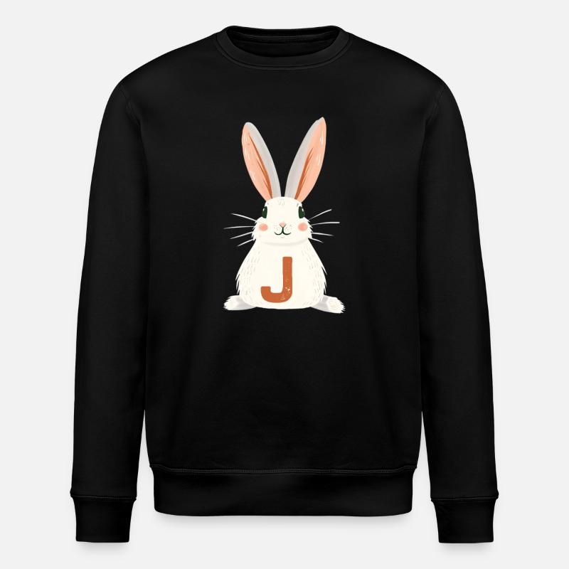 J - Lettre - Lapin - Personnalisable - Sweat bio ROLLER Stanley/Stella Unisexe - noir