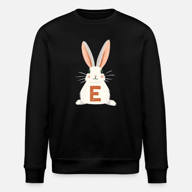 E -Buchstabe - Hase - Personalisierbar - Stanley/Stella Unisex Bio-Sweatshirt ROLLER - Schwarz