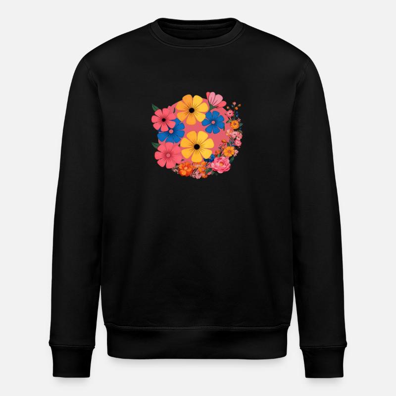 Des fleurs dans la pop rétro - Sweat bio ROLLER Stanley/Stella Unisexe - noir