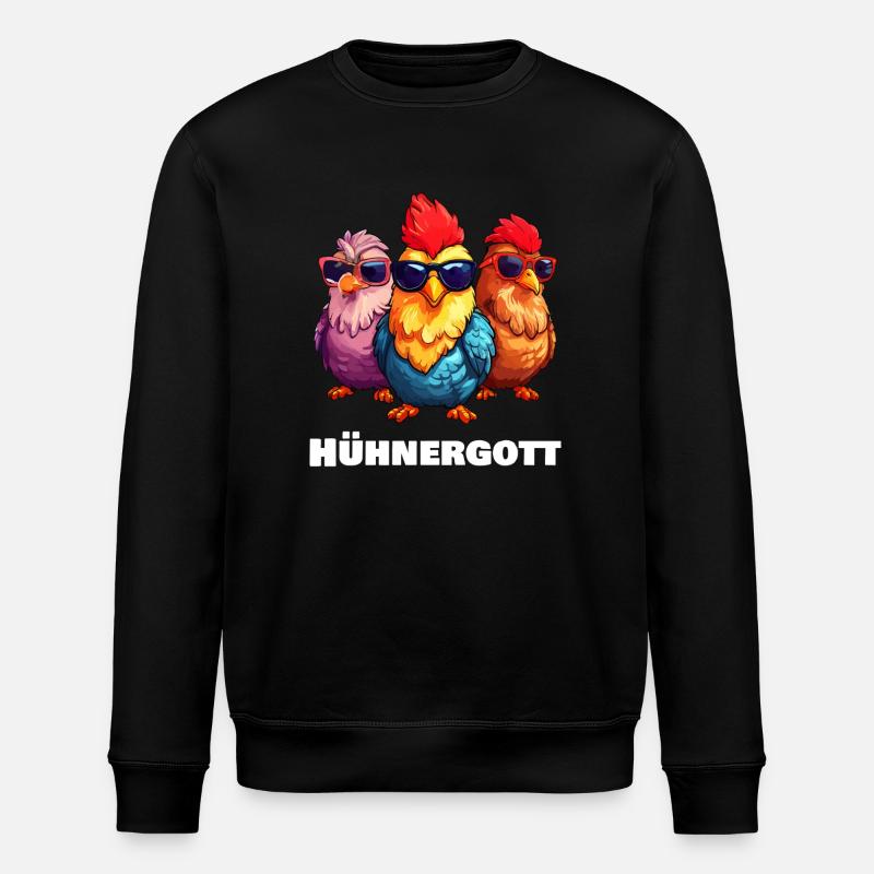Funny Chickens Chicken God - Stanley/Stella ROLLER Unisex Organic Sweatshirt - black