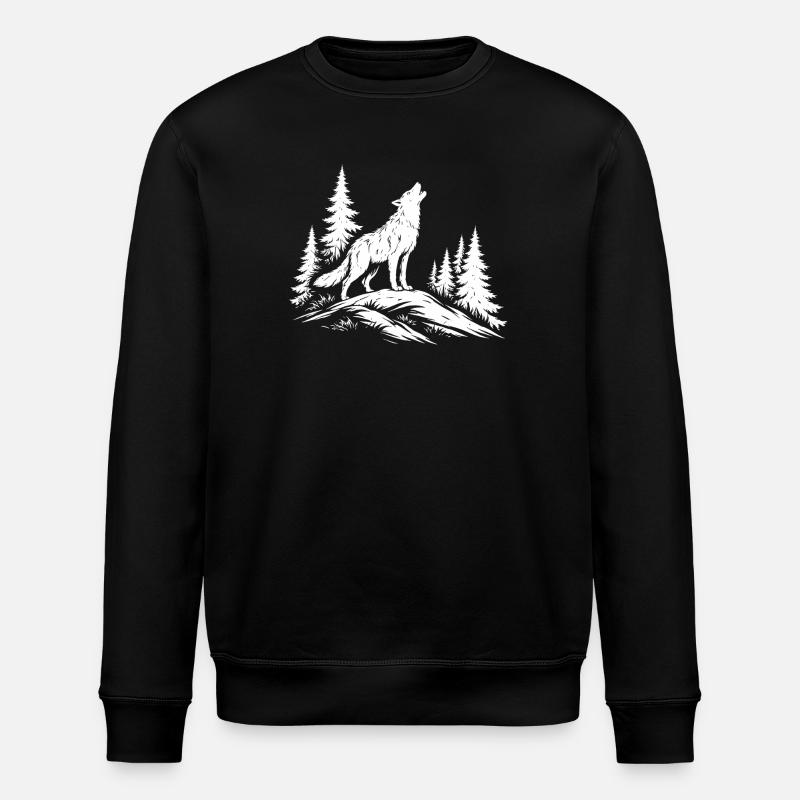 howling wolf - Stanley/Stella ROLLER Unisex Organic Sweatshirt - black