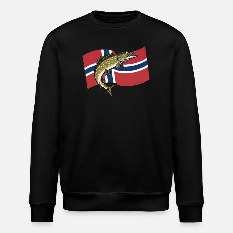Hecht Angeln Norwegen - Stanley/Stella Unisex Bio-Sweatshirt ROLLER - Schwarz