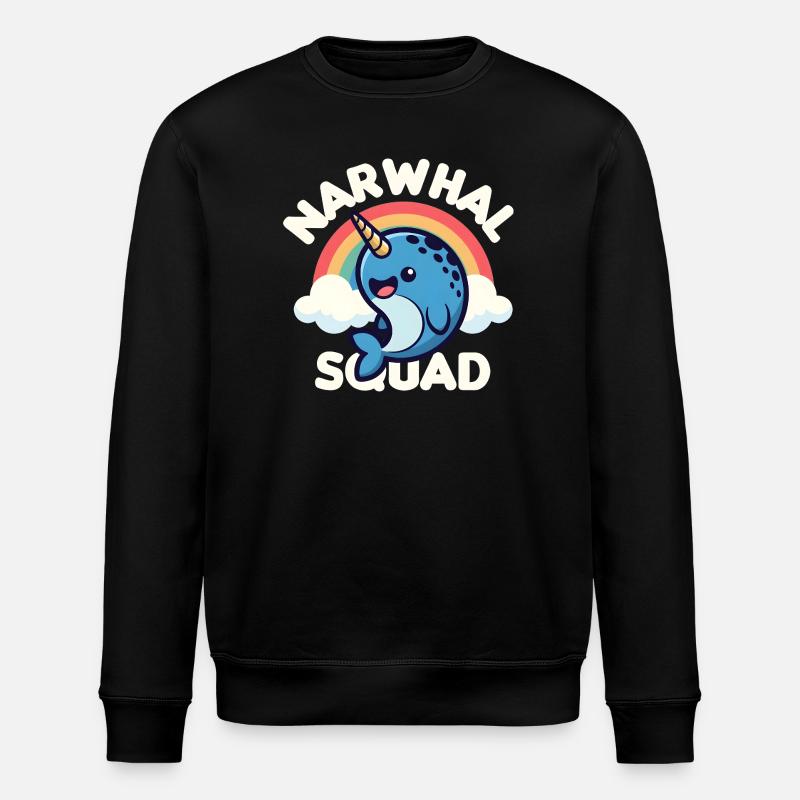 Niedliche Narwal-Truppe - Stanley/Stella Unisex Bio-Sweatshirt ROLLER - Schwarz