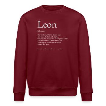 Explication du dictionnaire Leon Prénom Lukas - Sweat bio ROLLER Stanley/Stella Unisexe - bordeaux - Devant - Nik (191cm)