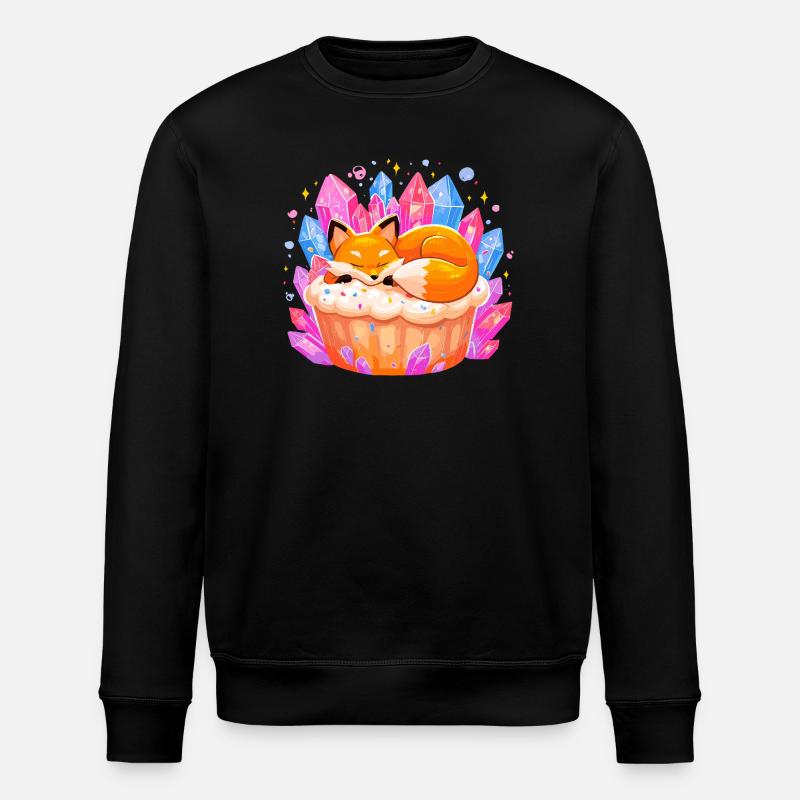 Sleeping fox in crystal cupcake - Stanley/Stella ROLLER Unisex Organic Sweatshirt - black