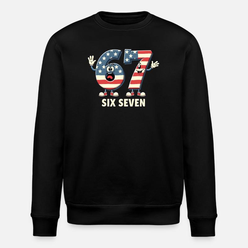 US Flag 67 Memes Six Seven - Stanley/Stella Unisex Bio-Sweatshirt ROLLER - Schwarz