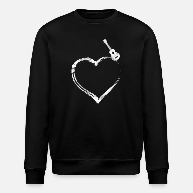 Hawaiian Ukulele Uke Heart - Stanley/Stella ROLLER Unisex Organic Sweatshirt - black