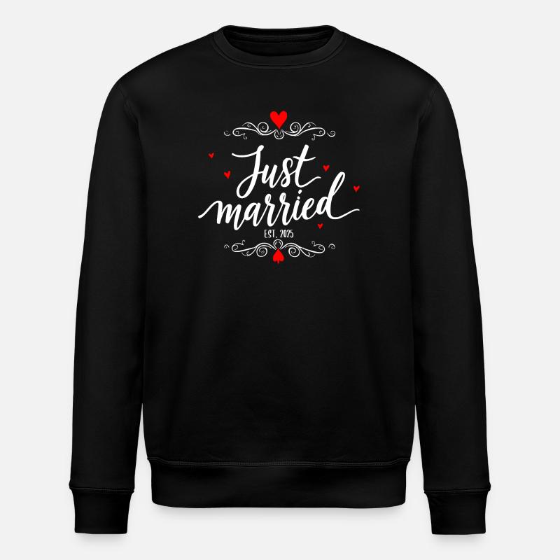 Just Married Wedding Design - Stanley/Stella ROLLER Unisex Organic Sweatshirt - black