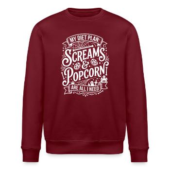Screams & Popcorn Halloween Design - Stanley/Stella Unisex Bio-Sweatshirt ROLLER - Burgunderrot - Vorne - Nik (191cm)