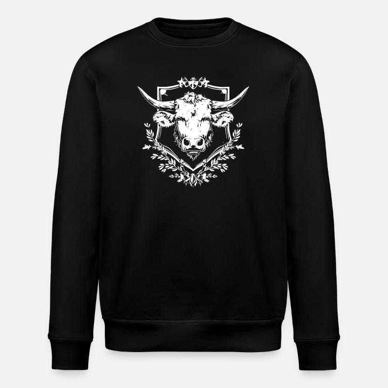 Kuh im Lorbeerrahmen - Stanley/Stella Unisex Bio-Sweatshirt ROLLER - Schwarz