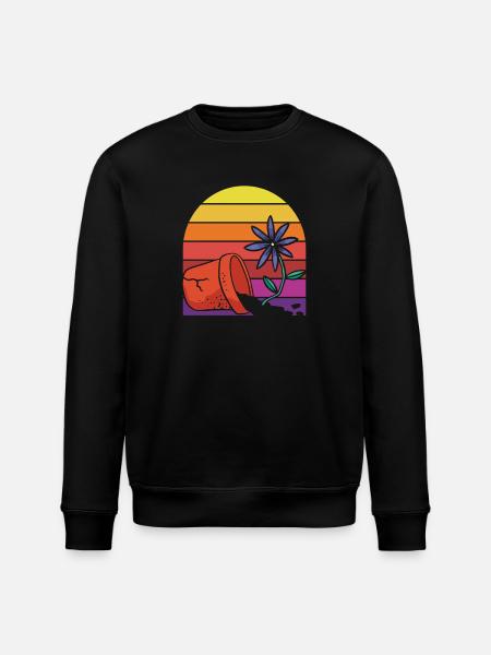 Retro Plant Lover Tea Plants Gardener - Stanley/Stella ROLLER Unisex Organic Sweatshirt - black