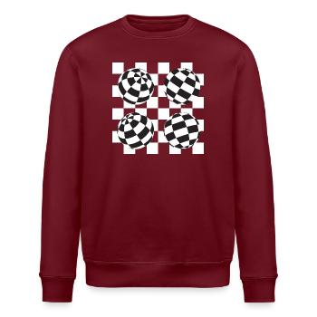Kugelförmige karierte Illusion - Stanley/Stella Unisex Bio-Sweatshirt ROLLER - Burgunderrot - Vorne - Nik (191cm)