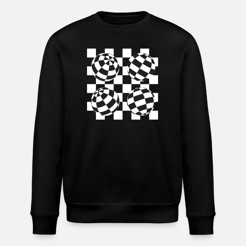 Spherical Checkered Illusion - Stanley/Stella ROLLER Unisex Organic Sweatshirt - black