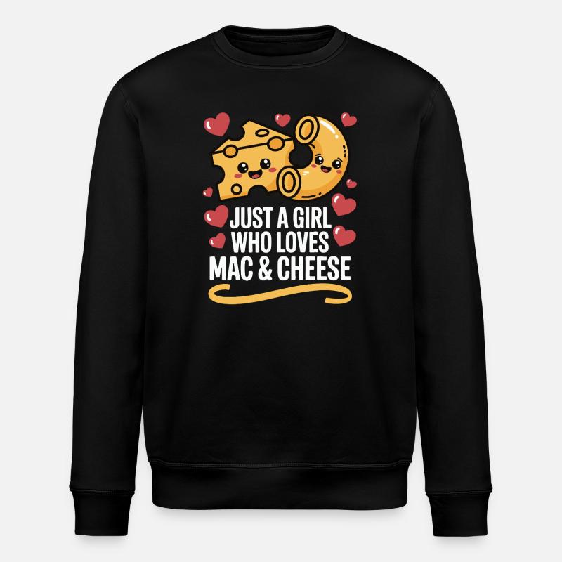 Mac & Cheese Lover - Kawaii Design - Stanley/Stella ROLLER Unisex Organic Sweatshirt - black