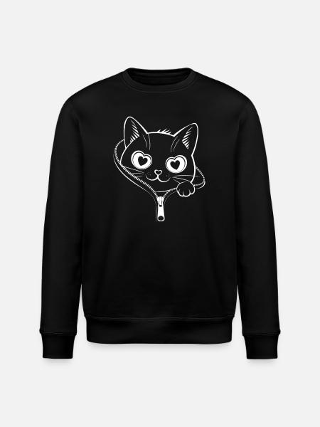Sød kiggende lynlåskat - Kawaii Hjerteøjne Mis - Stanley/Stella økologisk unisex-sweatshirt ROLLER - sort