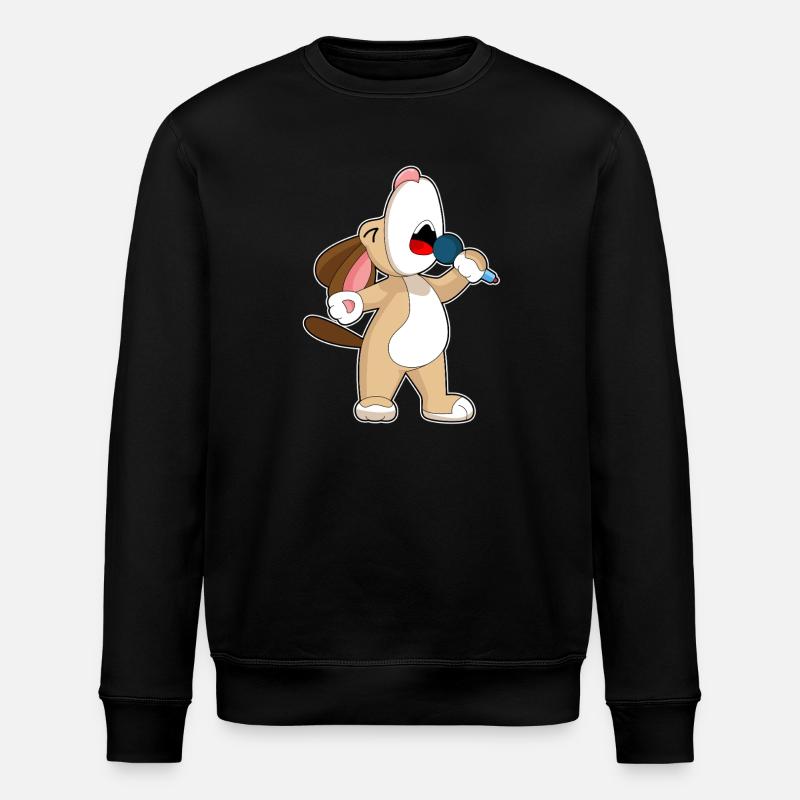 Dog Singer Microphone Singing - Stanley/Stella ROLLER Unisex Organic Sweatshirt - black