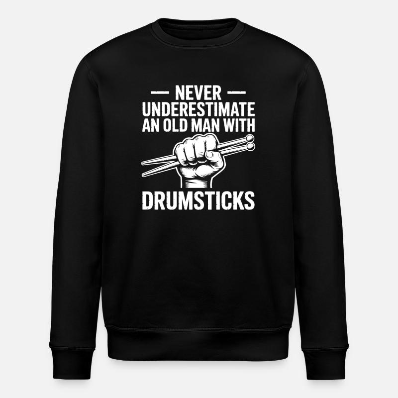 Drummer Saying Funny Drummer Gift - Stanley/Stella ROLLER Unisex Organic Sweatshirt - black