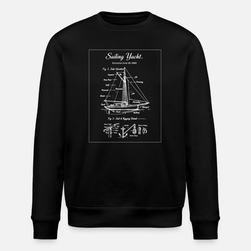 Sailing Yacht Blueprint - Stanley/Stella ROLLER Unisex Organic Sweatshirt - black